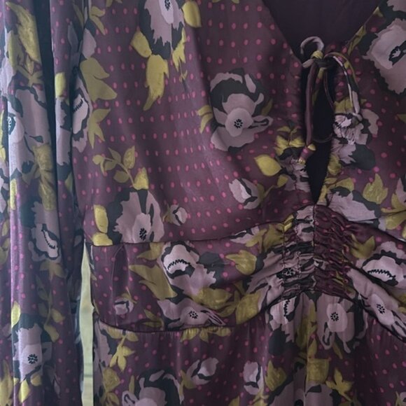 FREE PROPLE morning light purple floral satin mini dress 10 - Picture 8 of 14